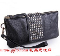 長款柳釘女性錢包手包