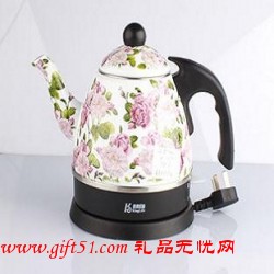 藍(lán)色滿花搪瓷電水壺定做