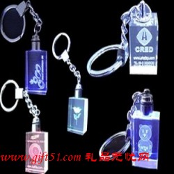 水晶鑰匙扣 內雕LOGO文字