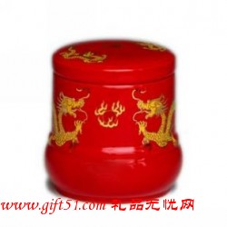 中國雙龍戲珠茶葉罐定制