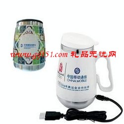 USB禮品陶瓷保溫杯定制,USB移動通信加熱杯