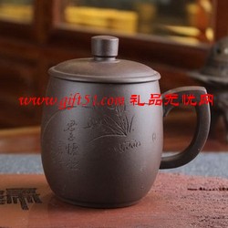 宜興紫砂竹葉杯/340毫升商務辦公杯