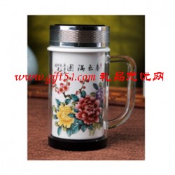 雙層手柄陶瓷保溫養生杯